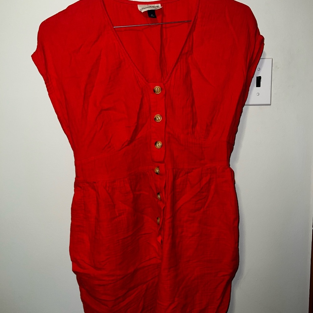 Red Button-Down Romper